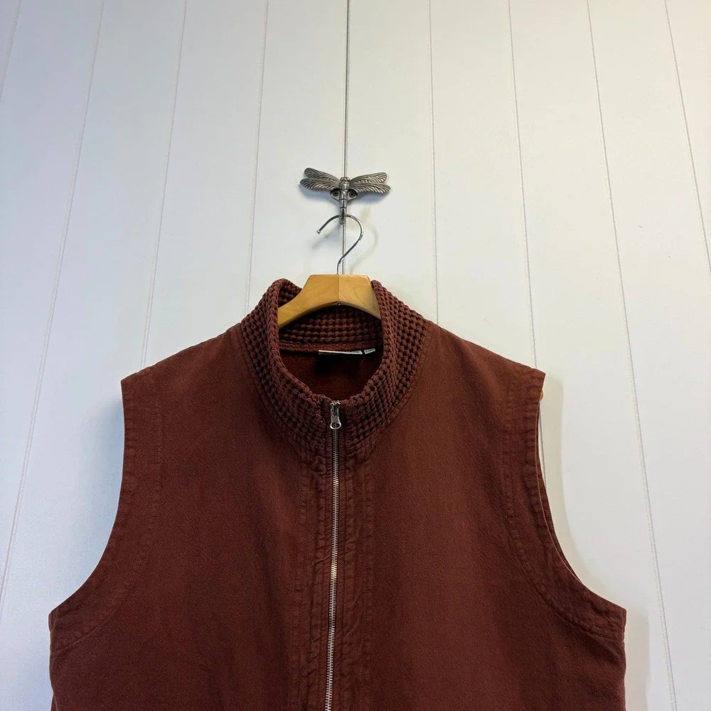 By Taylor Lagenlook Full Zip Cotton Vest Women Size L Terracotta Scandi Boho